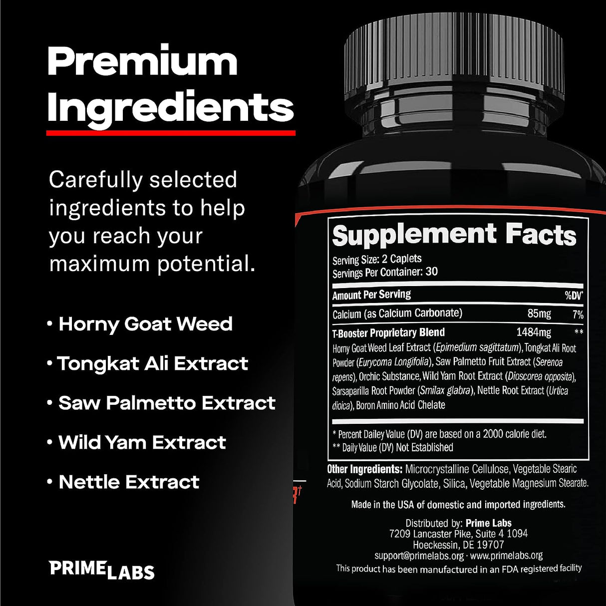 Prime Labs - Men'S Testosterone Booster - Stamina, Endurance, & Strength Booster - 60 Caplets