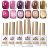 Born Pretty Cat Magnetic Eye Gel Nail Polish, Holographic Glitter Milky Jelly Cat Magnetic Gel Blue Green Purple Pink Nude Silver Nail Art Gel Manicure Salon DIY Gifts 7ML 6PCS