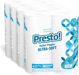 Amazon Brand - Presto! 313 2-Ply Sheet Mega Roll Toilet Paper, Unscented, Ultra-Soft, 12 Rolls (2 Packs of 6), Equivalent to 60 Regular Rolls, White
