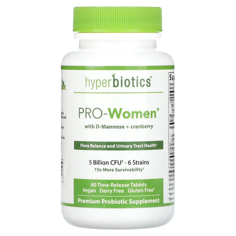 Hyperbiotics, PRO-Women with D-Mannose + Cranberry, Unflavored, 5 Billion CFU, 30 Time-Release Tablets - Supply Center USA