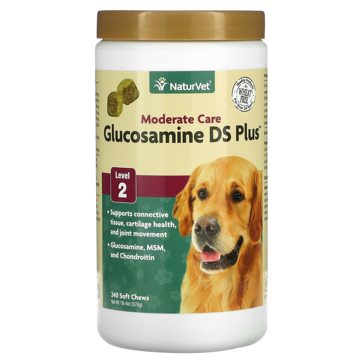 NaturVet, Glucosamine DS Plus, Moderate Joint Care, Level 2, 120 Soft Chews, 10.1 oz (288 g) - Supply Center USA