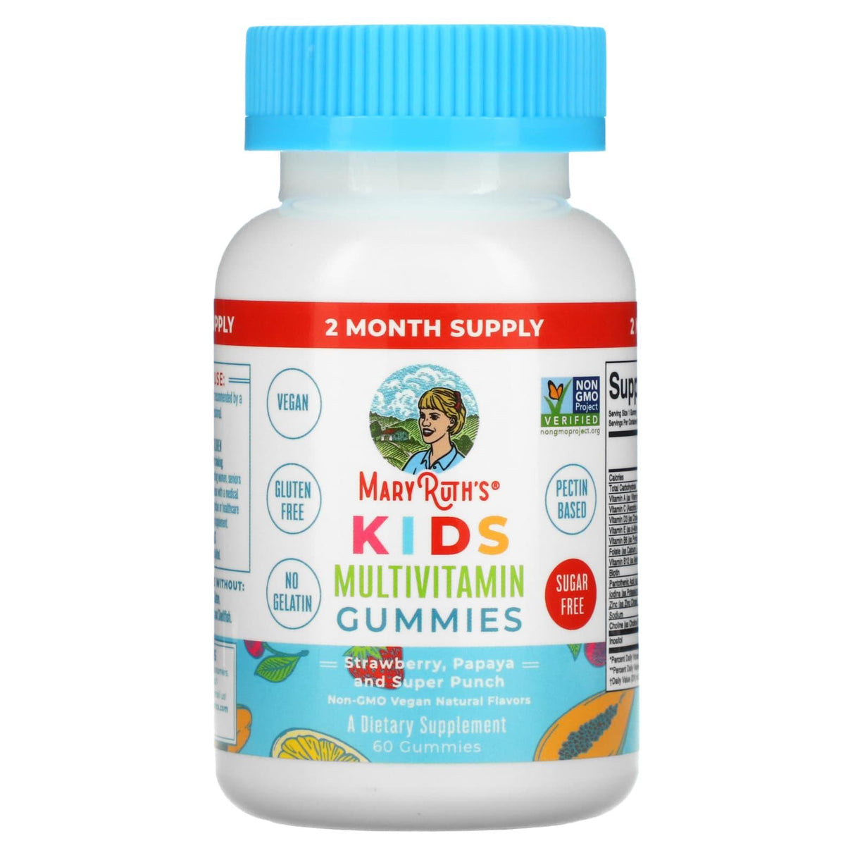 MaryRuth Organics, Kids Multivitamin Gummies, Strawberry, Papaya and Super Punch, 60 Gummies - Supply Center USA