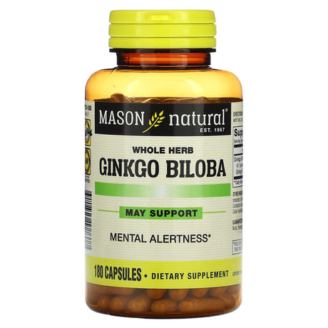 Mason Natural, Whole Herb Ginkgo Biloba, 180 Capsules - Supply Center USA