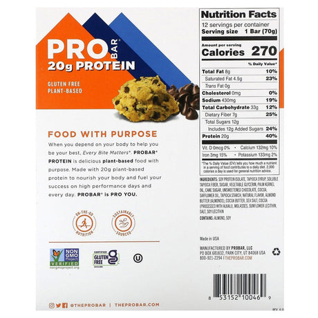 ProBar, Protein Bar, Cookie Dough, 12 Bars, 2.47 oz (70 g) Each - Supply Center USA