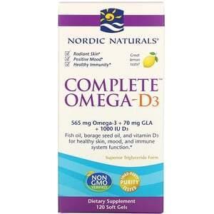 Nordic Naturals, Complete Omega-D3, Lemon, 1,000 mg, 120 Soft Gels - Supply Center USA