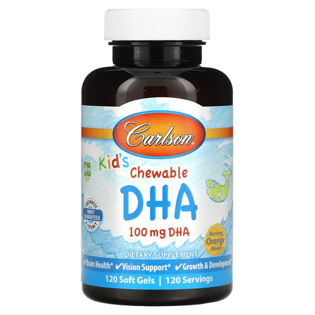 Carlson, Kid's Chewable DHA, Bursting Orange , 100 mg, 120 Soft Gels - Supply Center USA