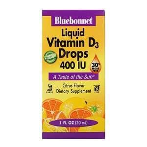 Bluebonnet Nutrition, Liquid Vitamin D3 Drops, Natural Citrus Flavor, 400 IU, 1 fl oz (30 ml) - Supply Center USA