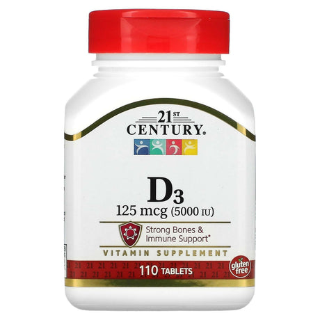 21st Century, Vitamin D3, 125 mcg (5,000 IU), 110 Tablets - Supply Center USA