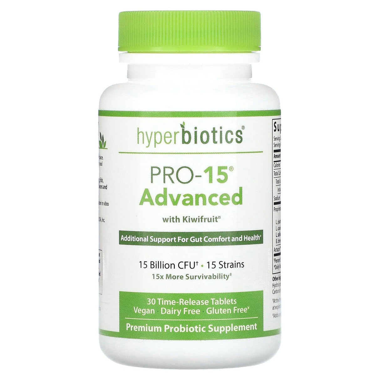 Hyperbiotics, PRO-15, Advanced with Kiwifruit, 15 Billion CFU, 30 Time-Release Tablets - Supply Center USA