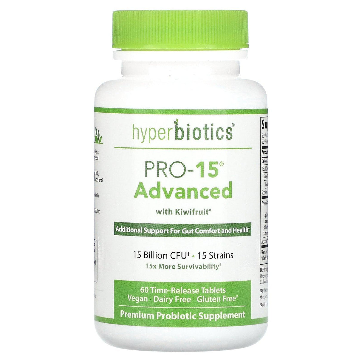 Hyperbiotics, PRO-15 Advanced with Kiwifruitx, 15 Billion CFU, 60 Time-Release Tablets - Supply Center USA