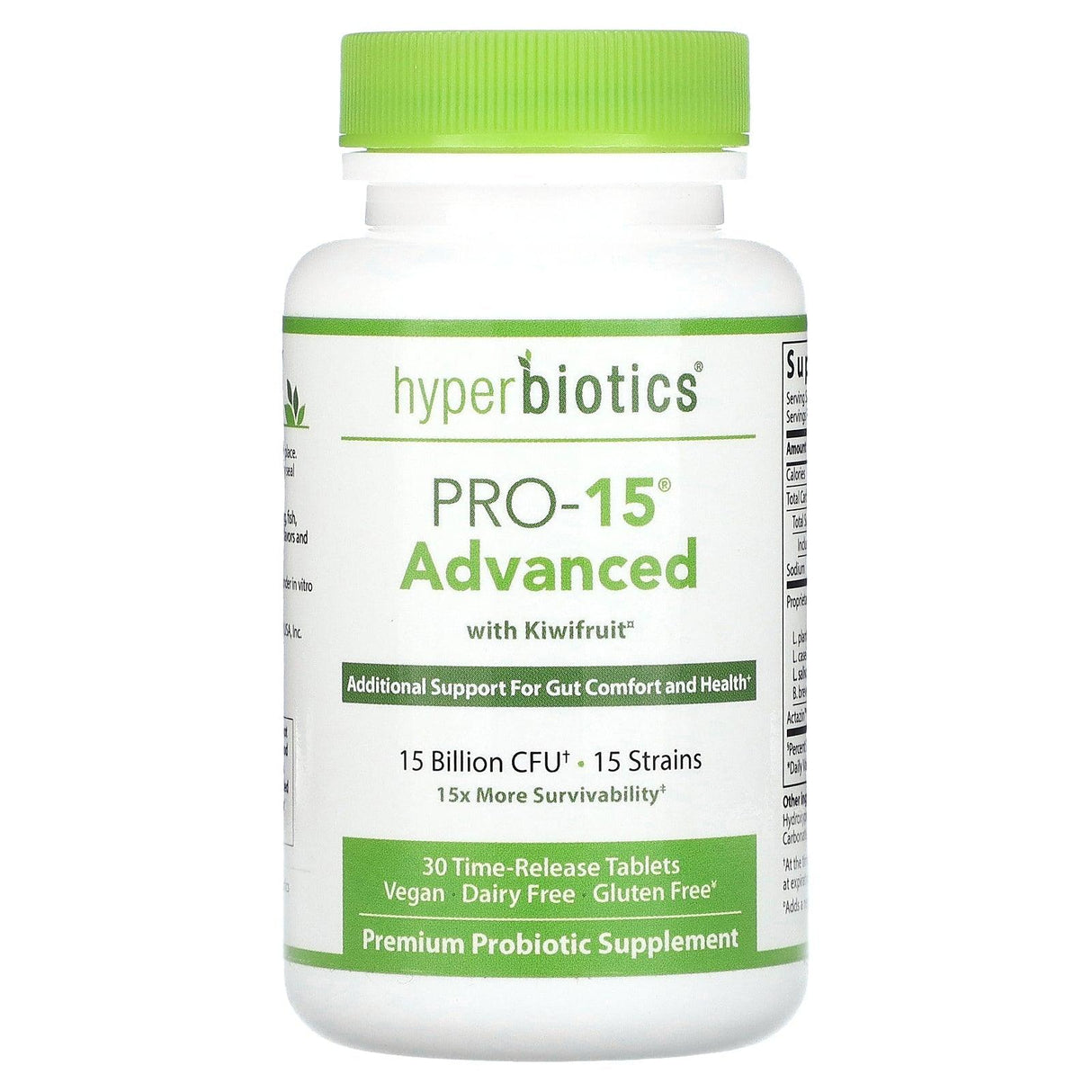 Hyperbiotics, PRO-15 Advanced with Kiwifruitx, 15 Billion CFU, 60 Time-Release Tablets - Supply Center USA