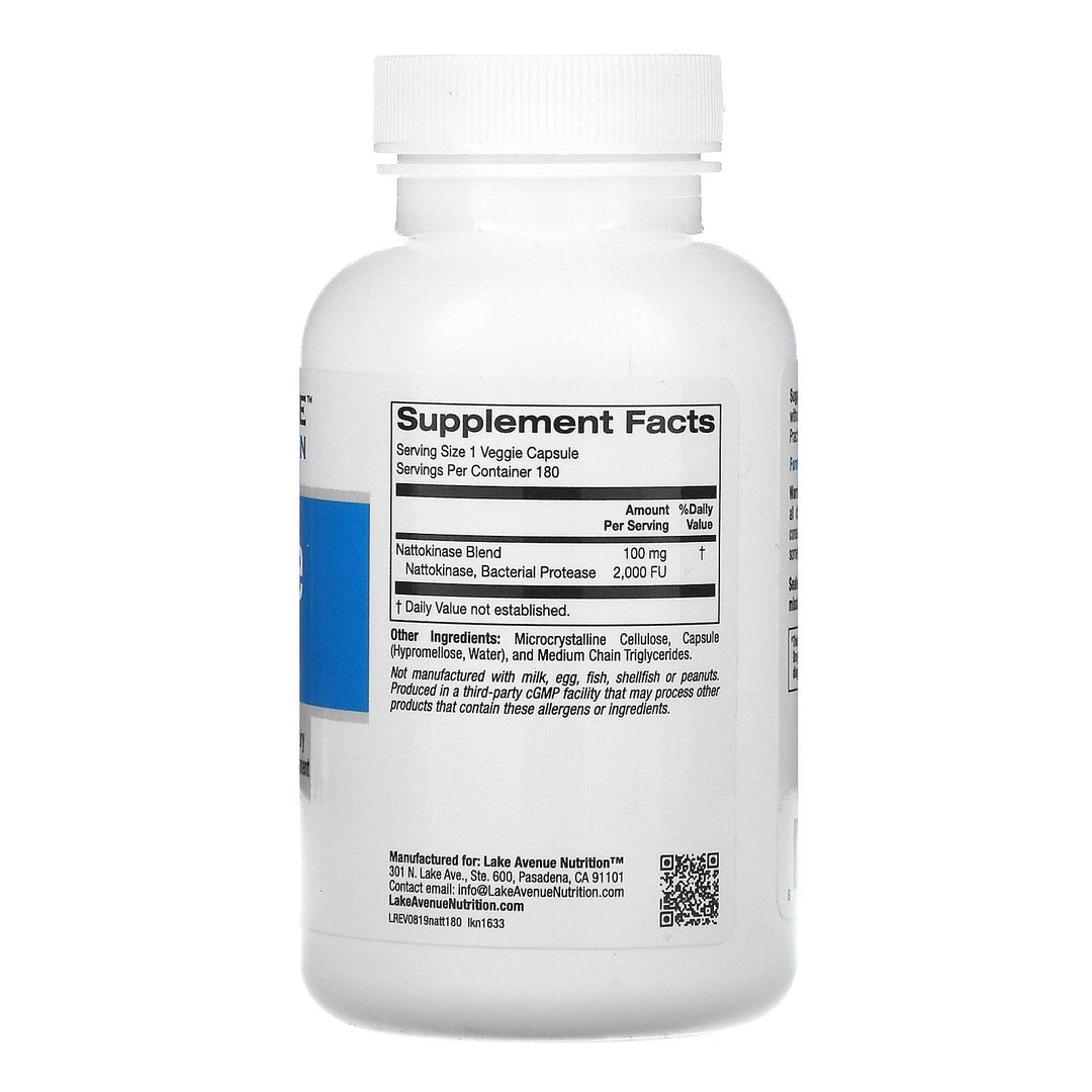 Lake Avenue Nutrition, Nattokinase, Proteolytic Enzyme, 2,000 FUs, 180 Veggie Capsules - HealthCentralUSA