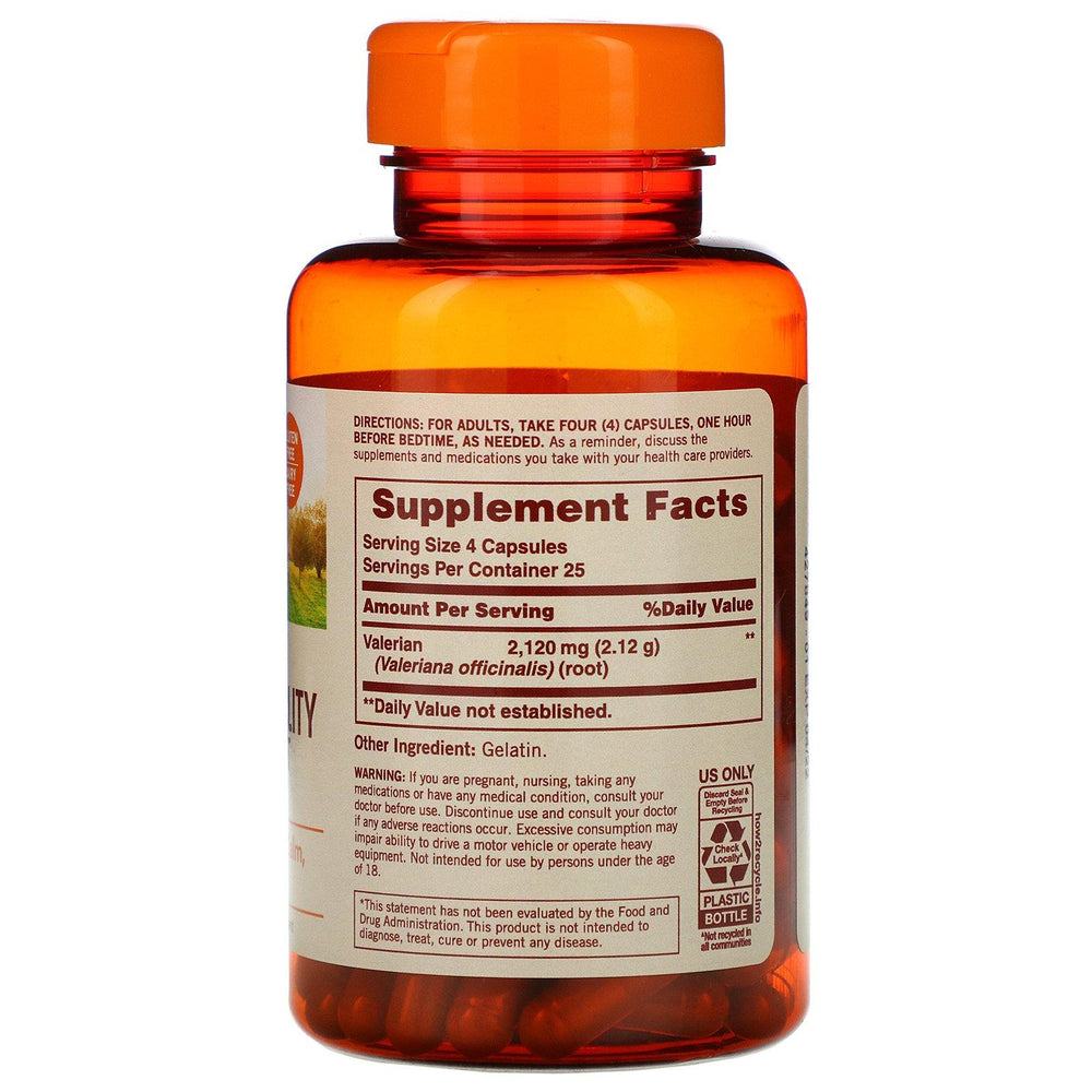 Sundown Naturals, True Tranquility, Valerian Root, 530 mg, 100 Capsules - HealthCentralUSA