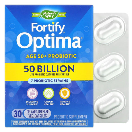 Nature's Way, Fortify Optima Probiotic, Adult 50+, 50 Billion, 30 Delayed Release Veg Capsules - Supply Center USA