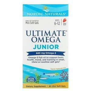 Nordic Naturals, Ultimate Omega Junior, Ages 6-12, Strawberry, 680 mg, 90 Mini Soft Gels - Supply Center USA