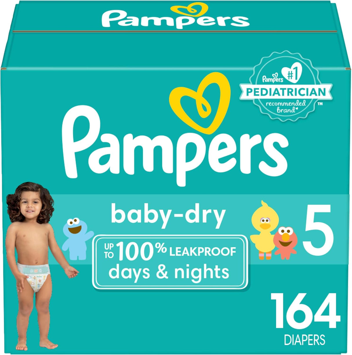 Pampers Baby Dry Diapers - Size 1, 120 Count, Absorbent Disposable Diapers