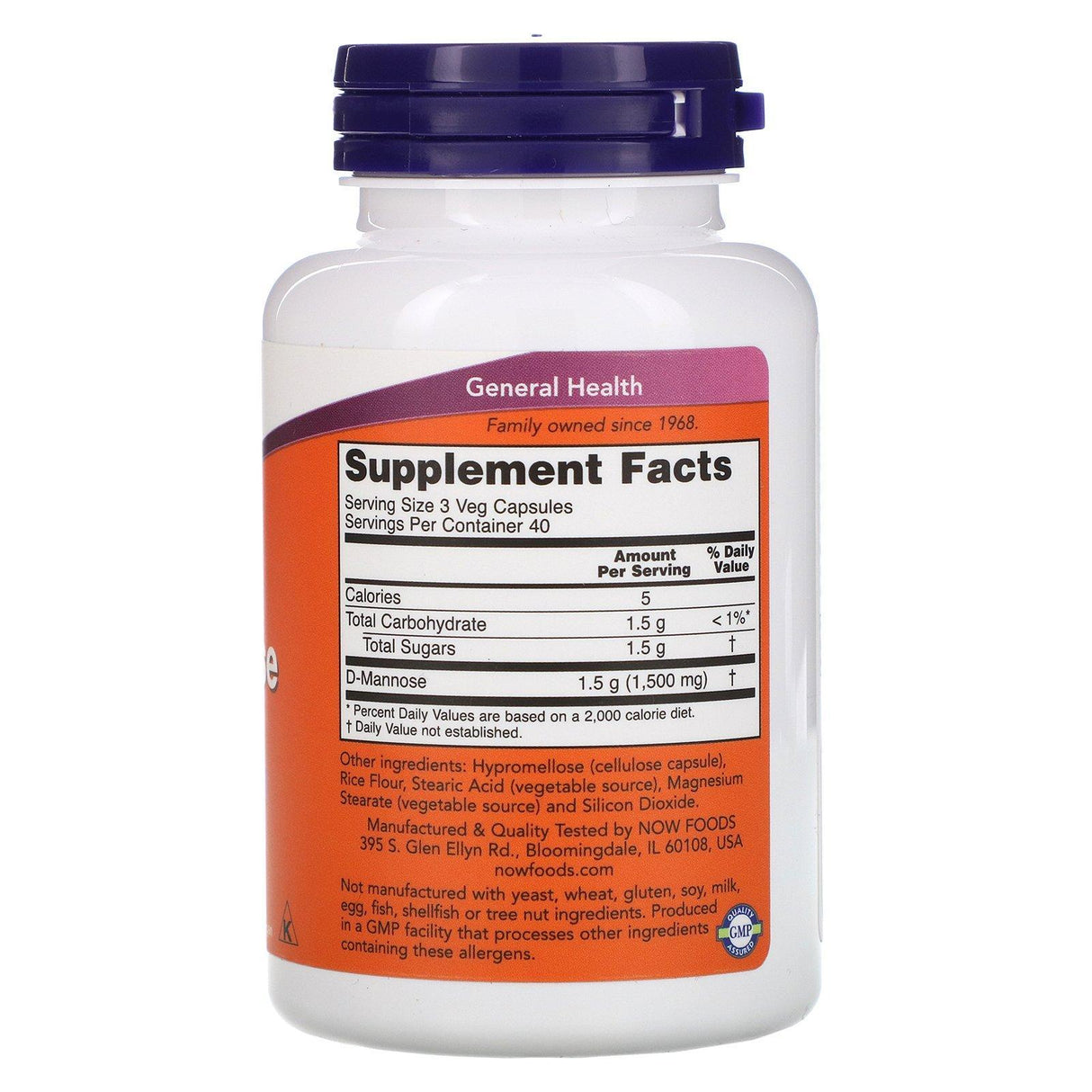 Now Foods, D-Mannose, 500 mg, 120 Veg Capsules - Supply Center USA