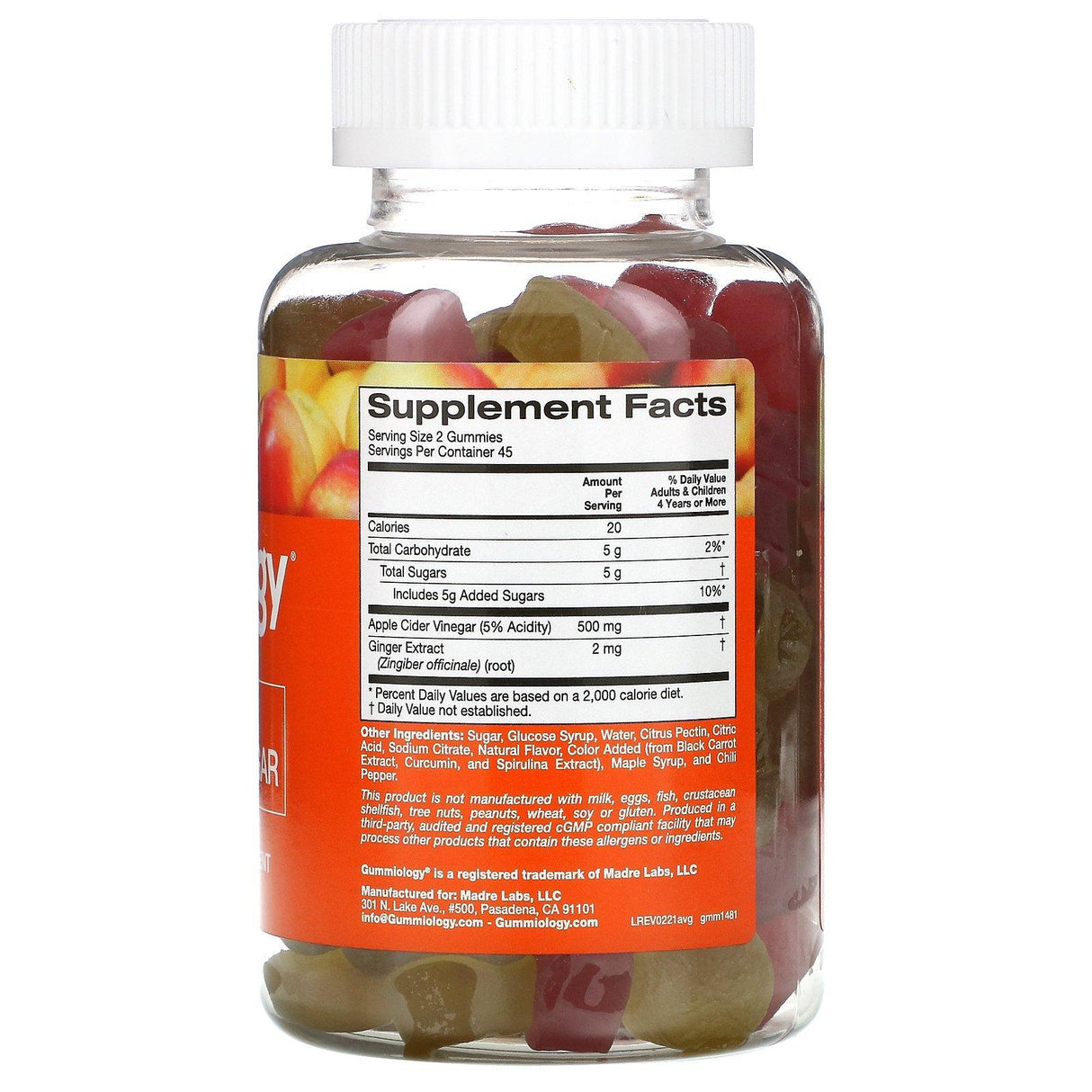 Gummiology, Adult Apple Cider Vinegar Gummies, Natural Apple Flavor, 90 Vegetarian Gummies - Supply Center USA