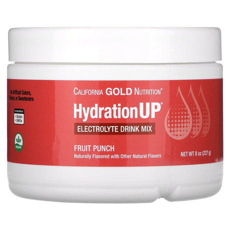 California Gold Nutrition, HydrationUP, Electrolyte Drink Mix Powder, Fruit Punch, 8 oz (227 g) - Supply Center USA