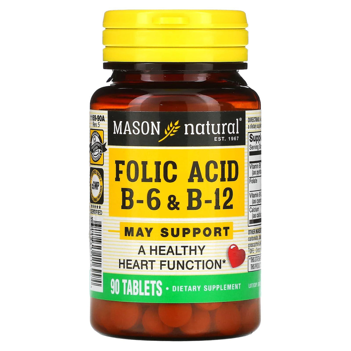 Mason Natural, Folic Acid B6 & B12, 90 Tablets - Supply Center USA