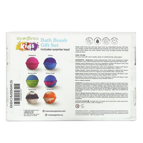 Sky Organics, Kids Bath Bomb Gift Set, 6 Bath Fizzies - Supply Center USA