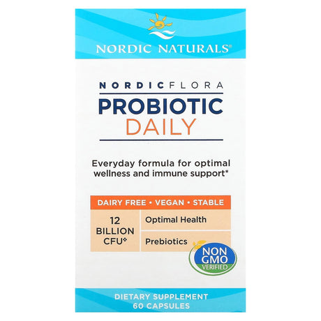 Nordic Naturals, Nordic Flora Probiotic Daily, 12 Billion CFU, 60 Capsules - Supply Center USA