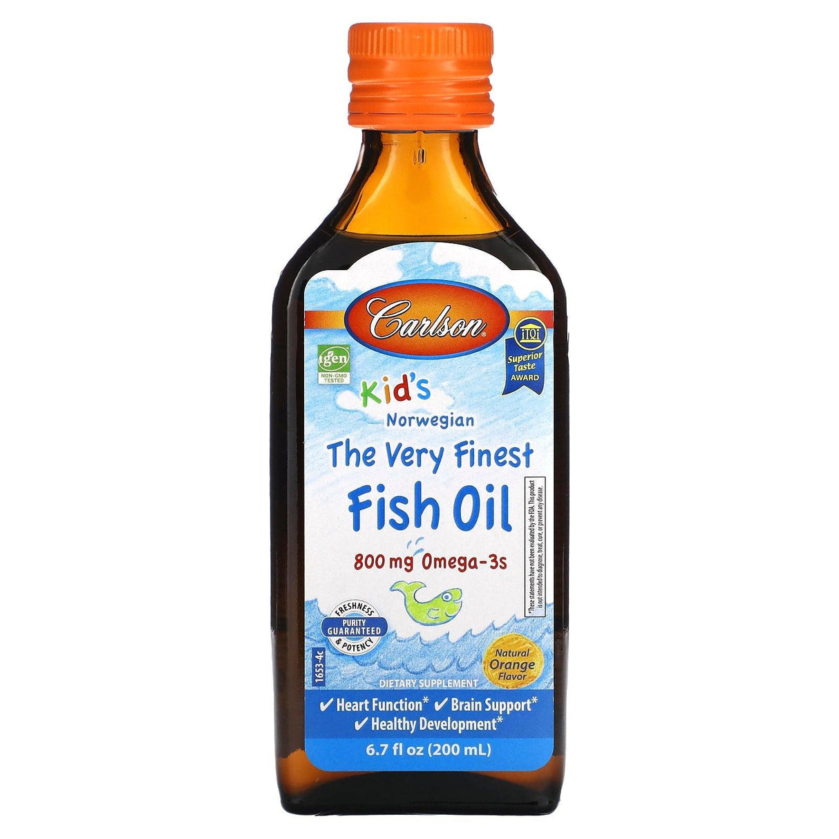 Carlson, Kid's Norwegian, The Very Finest Fish Oil, Just Peachie, 800 mg, 6.7 fl oz (200 ml) - Supply Center USA