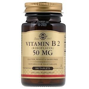 Solgar, Vitamin B2 (Riboflavin), 50 mg, 100 Tablets - Supply Center USA