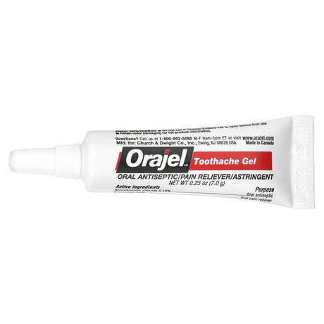 Orajel, Instant Pain Relief Gel, 4X Medicated For Toothache & Gum, 0.25 oz (7 g) - Supply Center USA