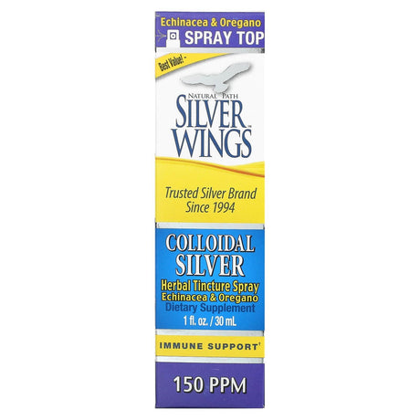 Natural Path Silver Wings, Colloidal Silver, Herbal Tincture Spray, 150 PPM, 1 fl oz (30 ml) - Supply Center USA