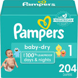 Pampers Baby Dry Diapers - Size 1, 120 Count, Absorbent Disposable Diapers
