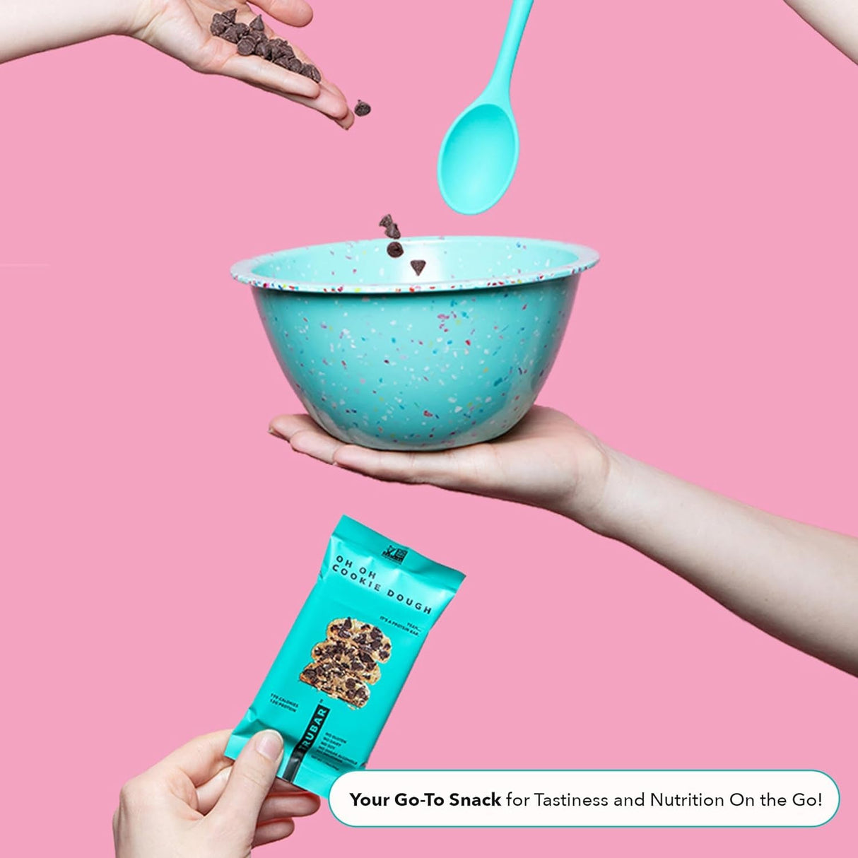 TRUBAR Vegan Protein Bar, Oh Oh Cookie Dough, Gluten Free, Plant Based Protein, Dairy Free, Non GMO, Soy Free, No Sugar Alcohols, 12G Protein, 12G Fiber, 23G Carb, Healthy on the Go Snack Bars, 12 CT