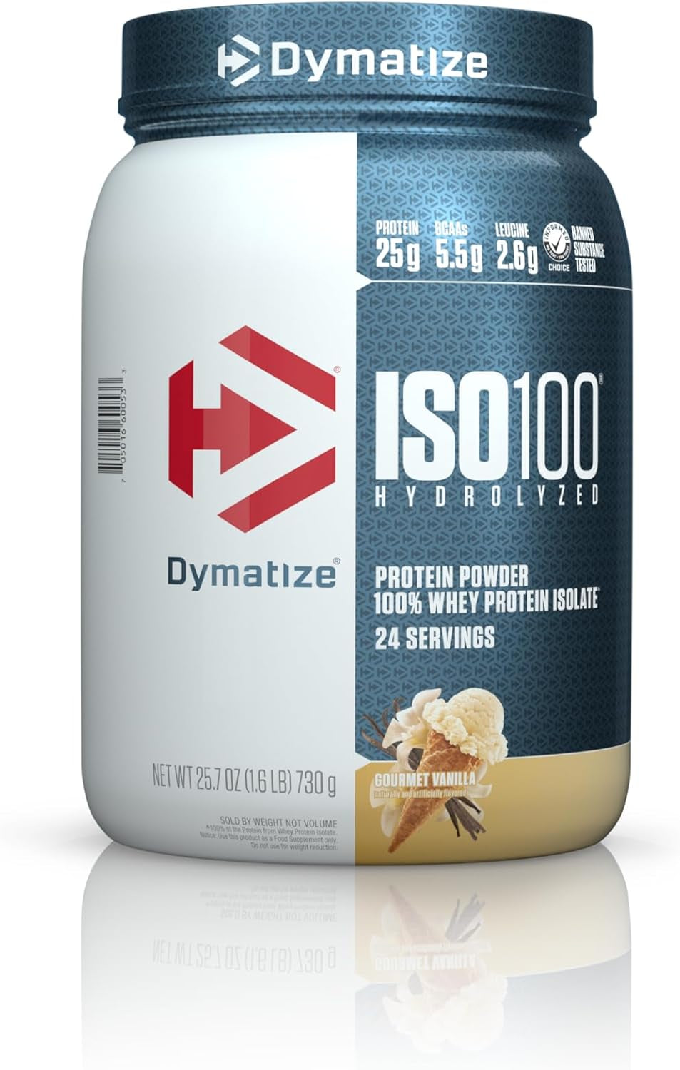 Dymatize ISO100 Hydrolyzed Protein Powder, 100% Whey Isolate, 25G of Protein, 5.5G Bcaas, Gluten Free, Fast Absorbing, Easy Digesting, Gourmet Vanilla, 20 Servings