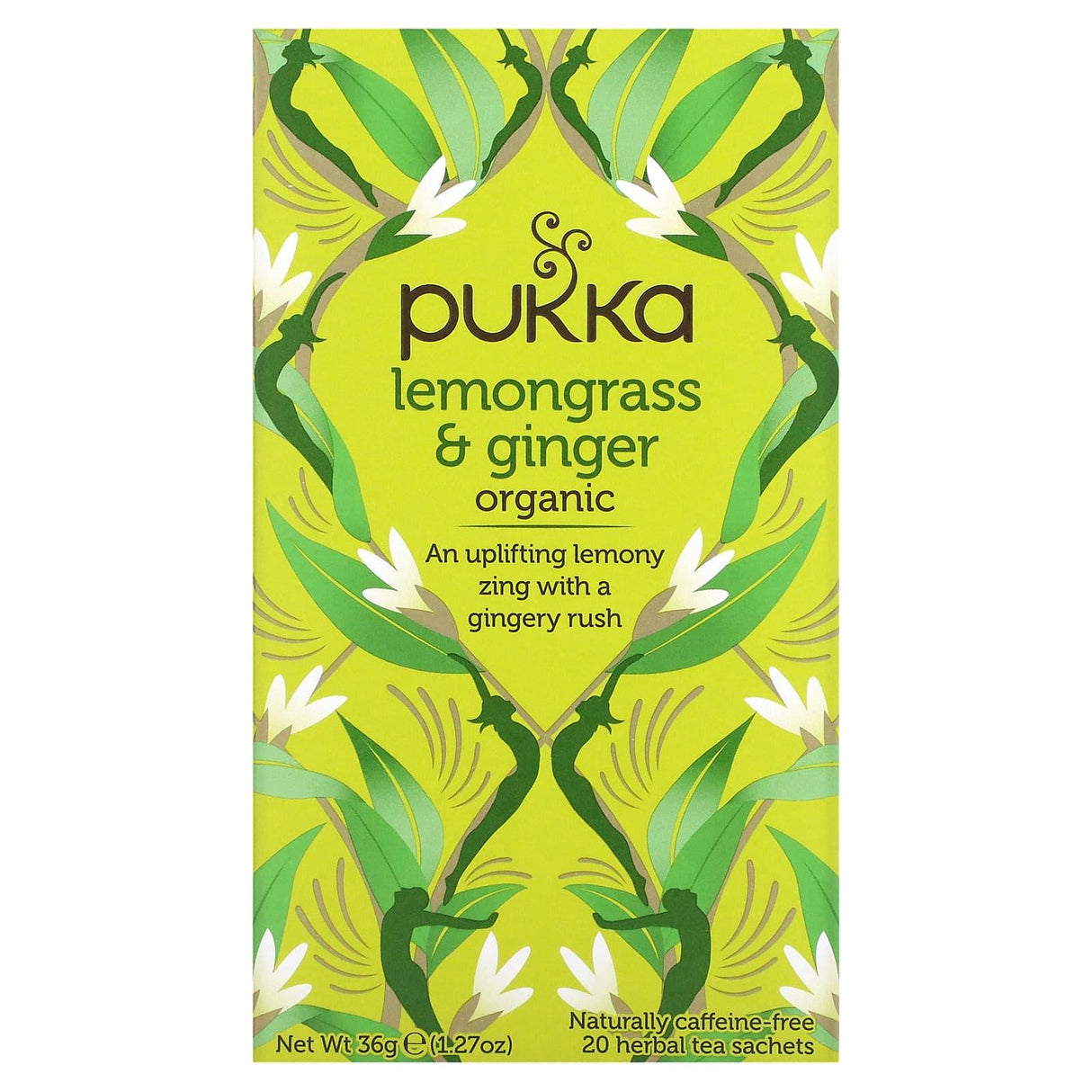 Pukka Herbs, Organic Herbal Tea, Lemongrass & Ginger, Caffeine Free, 20 Sachets, 0.06 oz (1.8 g) - Supply Center USA