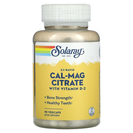 Solaray, Cal-Mag Citrate with Vitamin D-2, 2:1 Ratio, 180 VegCaps - Supply Center USA