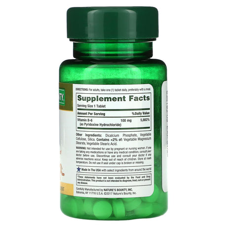 Nature's Bounty, Vitamin B-6, 100 mg, 100 Tablets - Supply Center USA