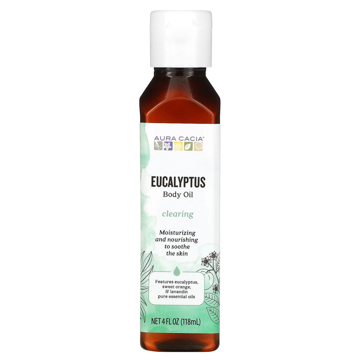 Aura Cacia, Aromatherapy Body Oil, Clearing Eucalyptus, 4 fl oz (118 ml)