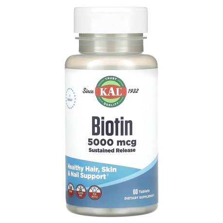 KAL, Biotin, Sustained Release, 5,000 mcg, 60 Tablets - Supply Center USA