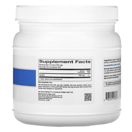 Lake Avenue Nutrition, Inositol Powder, Unflavored, 16 oz (454 g) - Supply Center USA