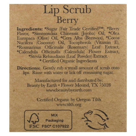 Beauty By Earth, Lip Scrub, Berry, 0.7 oz (20 g) - Supply Center USA