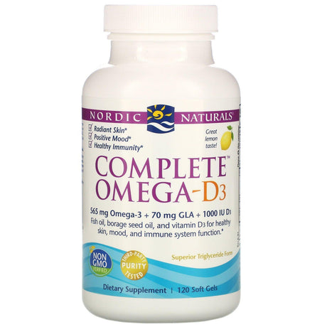 Nordic Naturals, Complete Omega-D3, Lemon, 1,000 mg, 120 Soft Gels - Supply Center USA