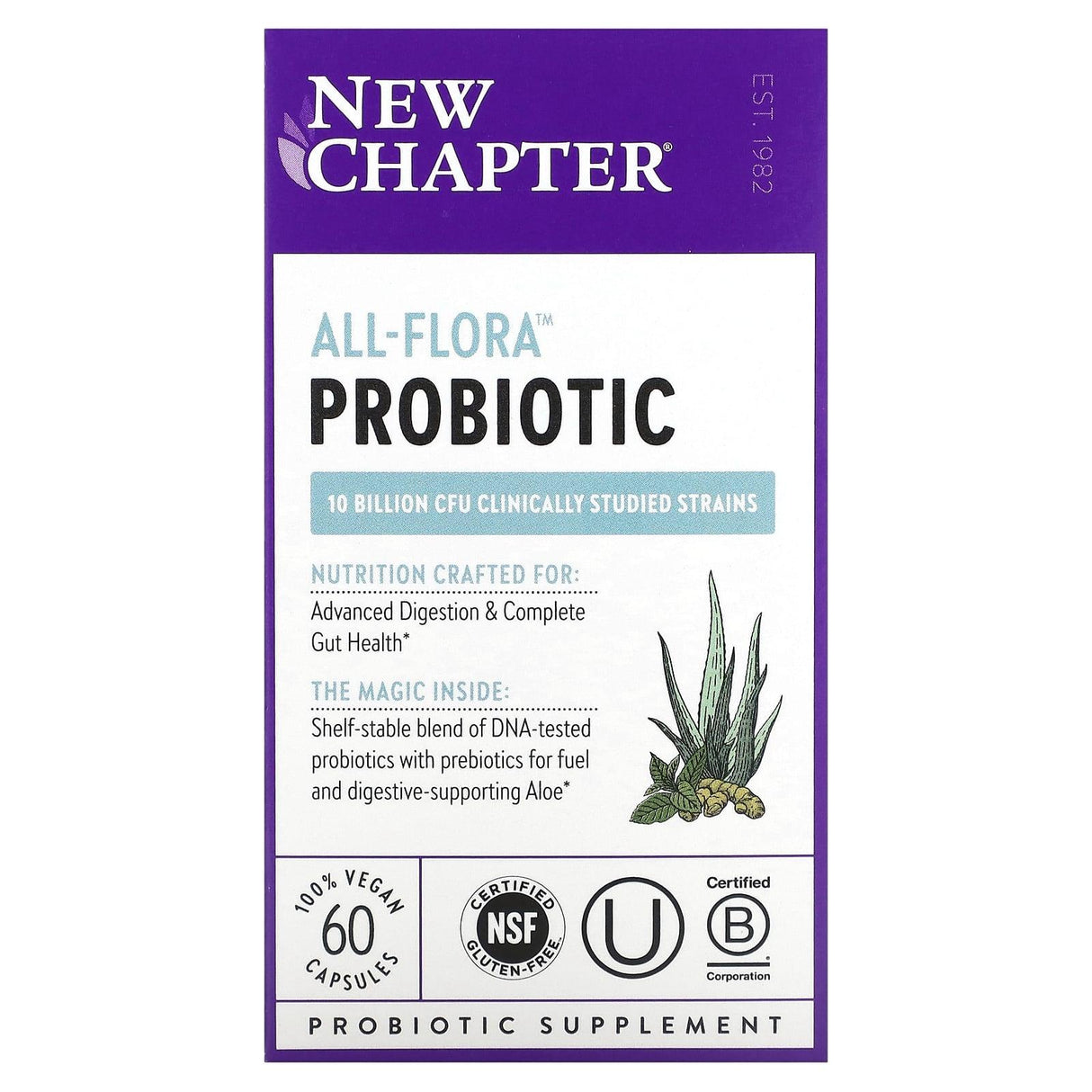 New Chapter, All-Flora Probiotic , 10 Billion CFU, 60 Vegan Capsules - Supply Center USA