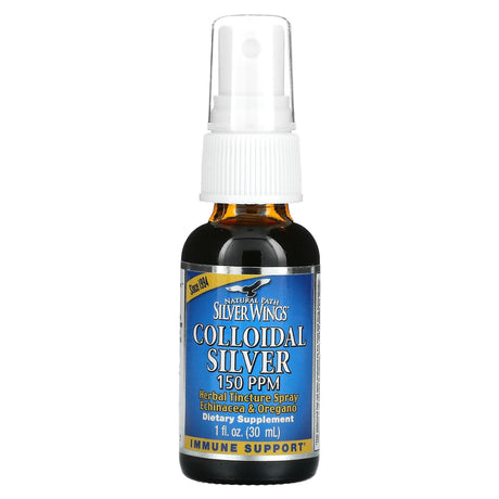 Natural Path Silver Wings, Colloidal Silver, Herbal Tincture Spray, 150 PPM, 1 fl oz (30 ml) - Supply Center USA