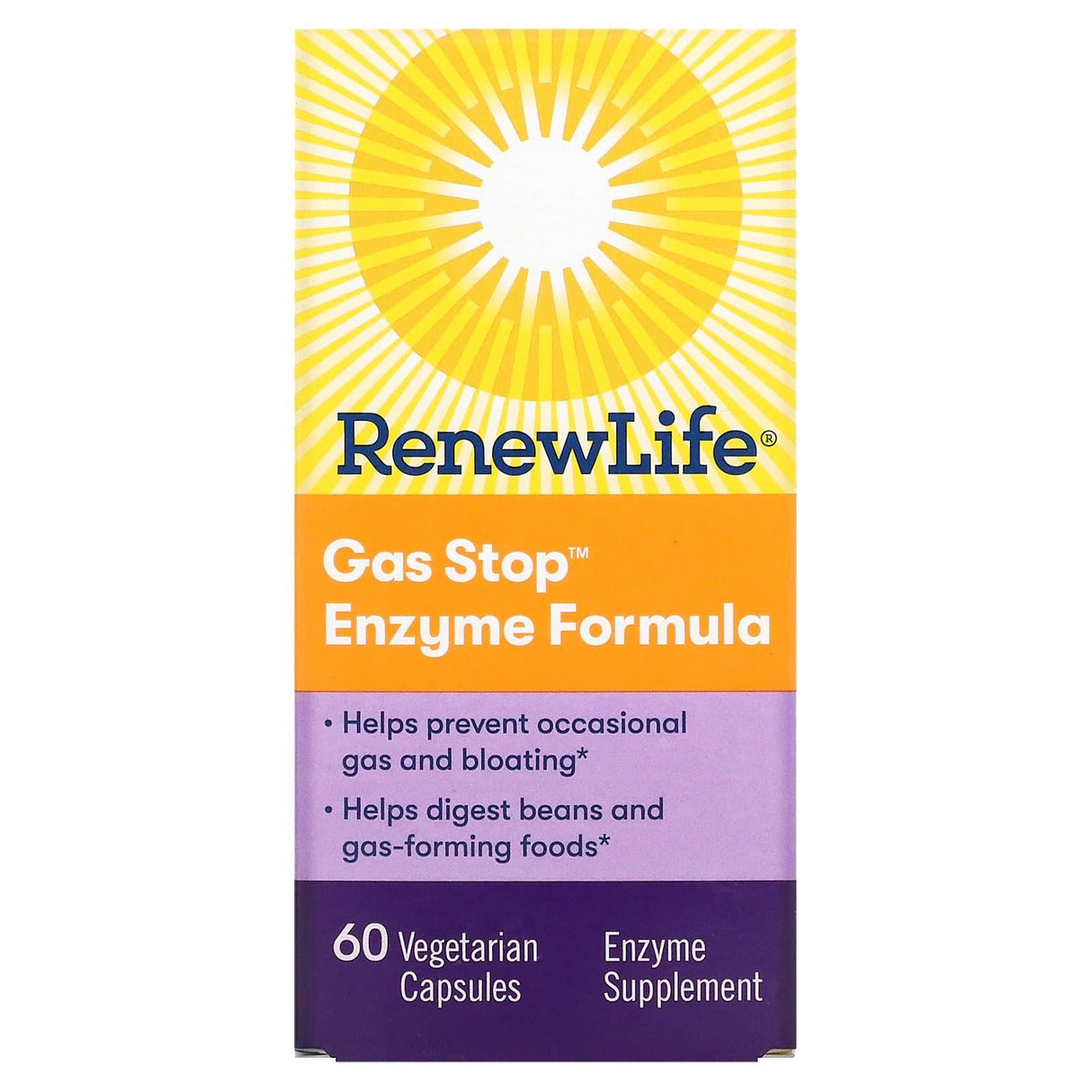 Renew Life, Gas Stop Enzyme Formula, 60 Vegetarian Capsules - Supply Center USA