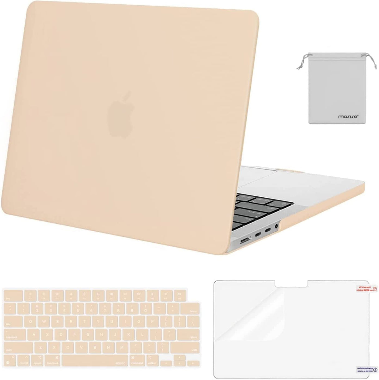 MOSISO Compatible with Macbook Pro 14 Inch Case 2024 2023 2022 2021 M4 M3 M2 M1 Pro Max A3112 A3185 A3401 A2918 A2992 A2779 A2442, Plastic Hard Shell&Keyboard Cover&Screen Film&Pouch, Black