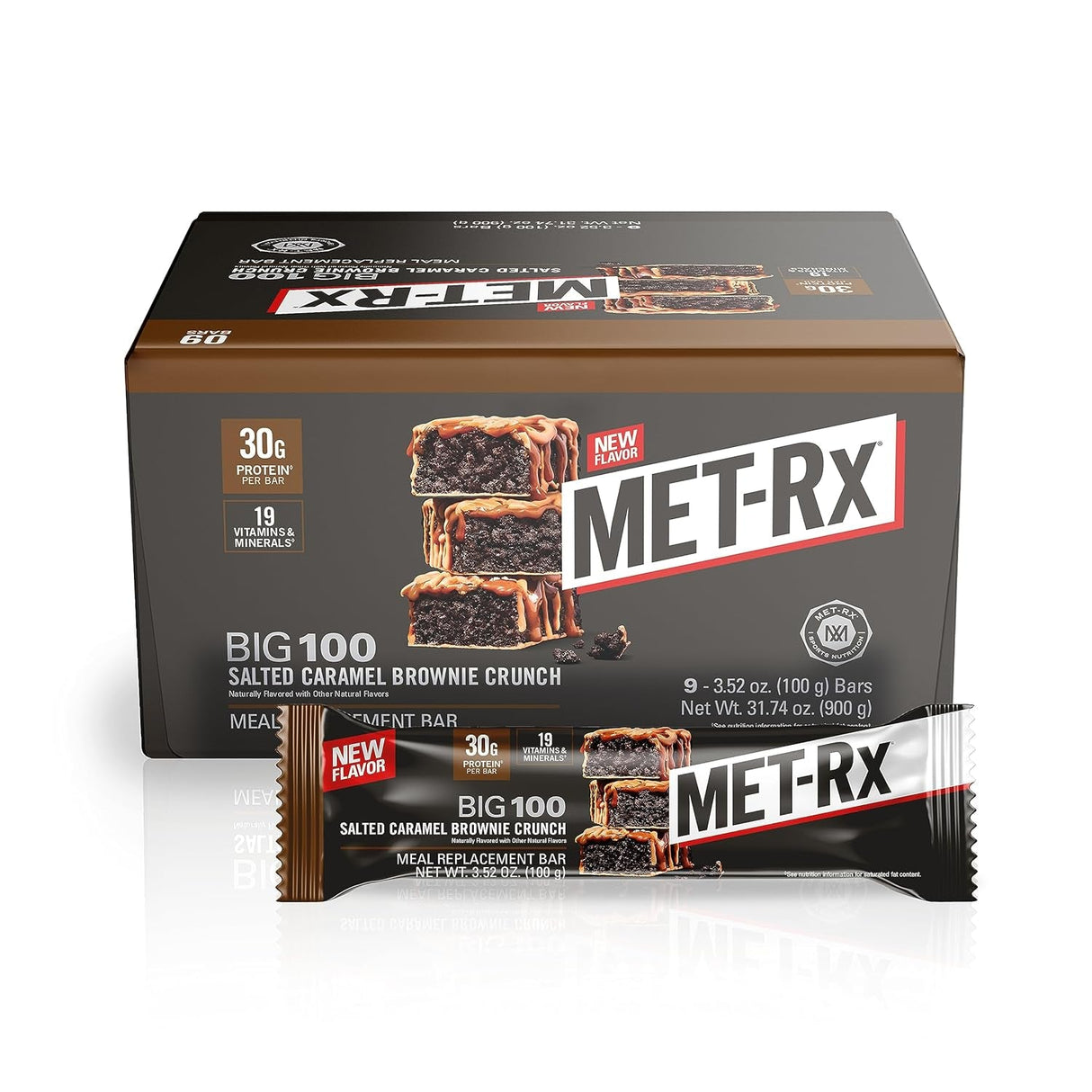 Met-Rx Big 100 Protein Bar, Meal Replacement Bar, 32G Protein, Super Cookie Crunch, 9 Bars (Pack of 1)