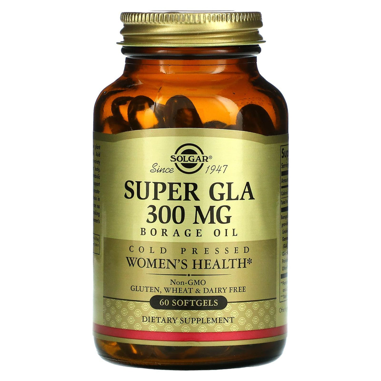 Solgar, Super GLA, Borage Oil, Women's Health, 300 mg, 60 Softgels - Supply Center USA