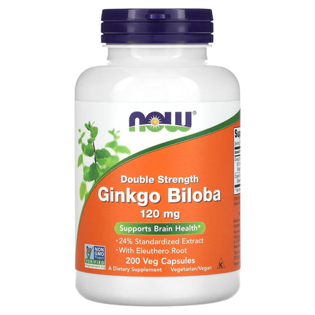 NOW Foods, Double Strength Ginkgo Biloba, 120 mg, 100 Veg Capsules - Supply Center USA