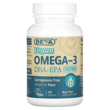 Deva, Vegan Omega-3, DHA-EPA, 300 mg, 90 Softgels - Supply Center USA