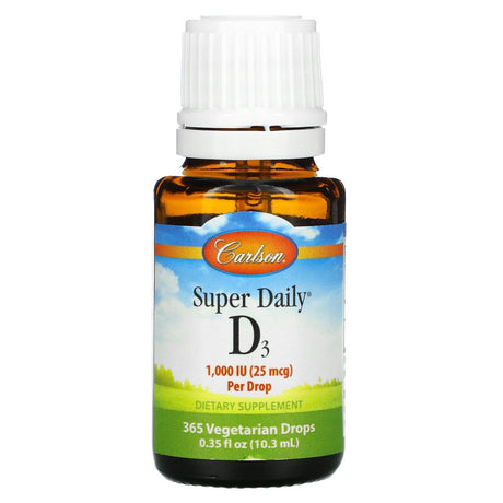 Carlson Labs, Super Daily D3, 1,000 IU, 0.35 fl oz (10.3 ml) - Supply Center USA